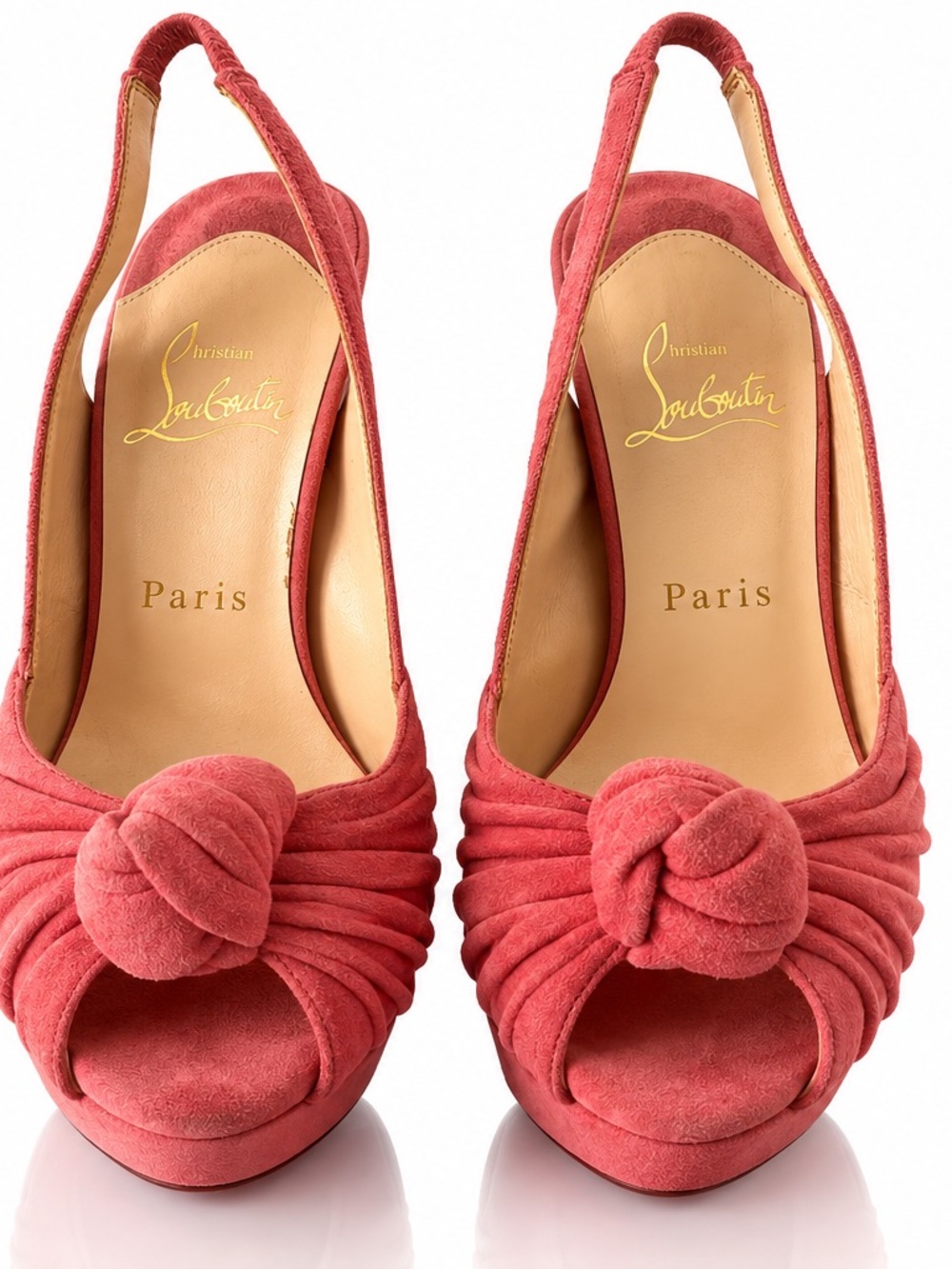 Christian Louboutin Coral Knot Peep-Toe Slingback Heels